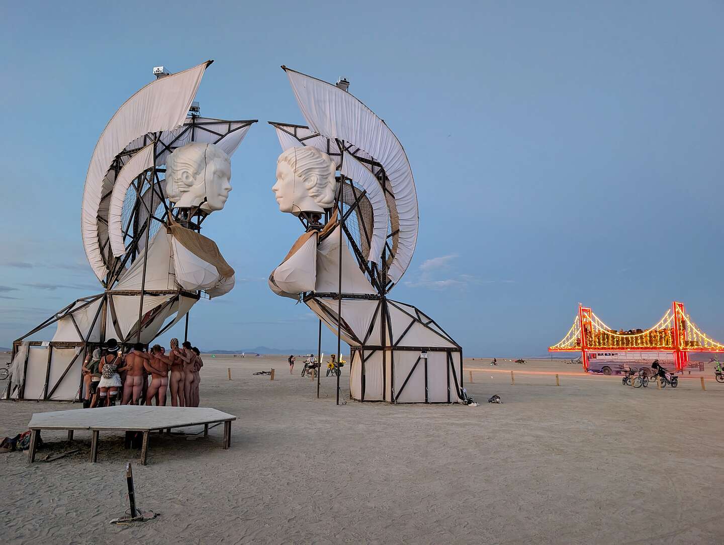 Golden Gate bridge photo bombs the Sphinx Gates